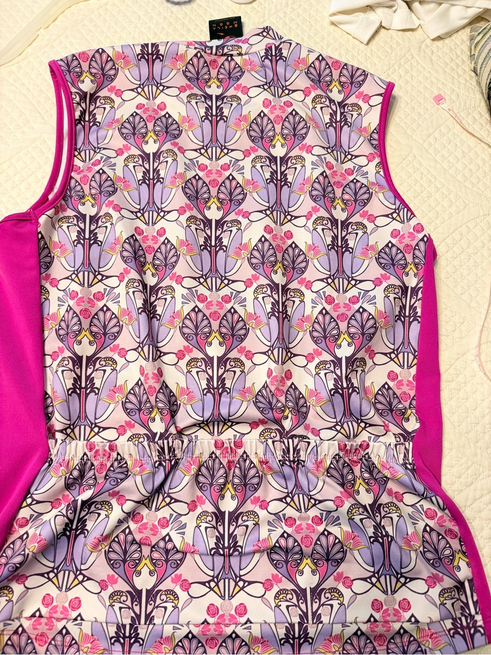 Sleeveless Pink & Lavender Floral Print Cycling Jersey